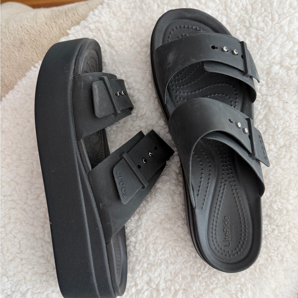 CROCS Black Slide Sandals with Buckle